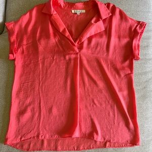 Bright Coral Collared Blouse